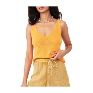 Free People‎ We The Free Boucle Sweater Tank Orange Knit Tank Top Size M